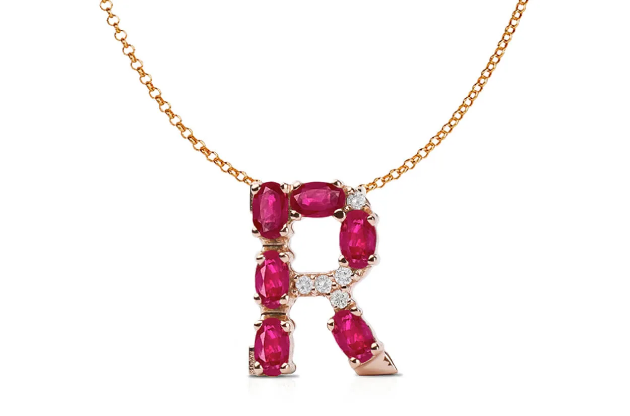 Pendant Letter R Initial 18kt Gold