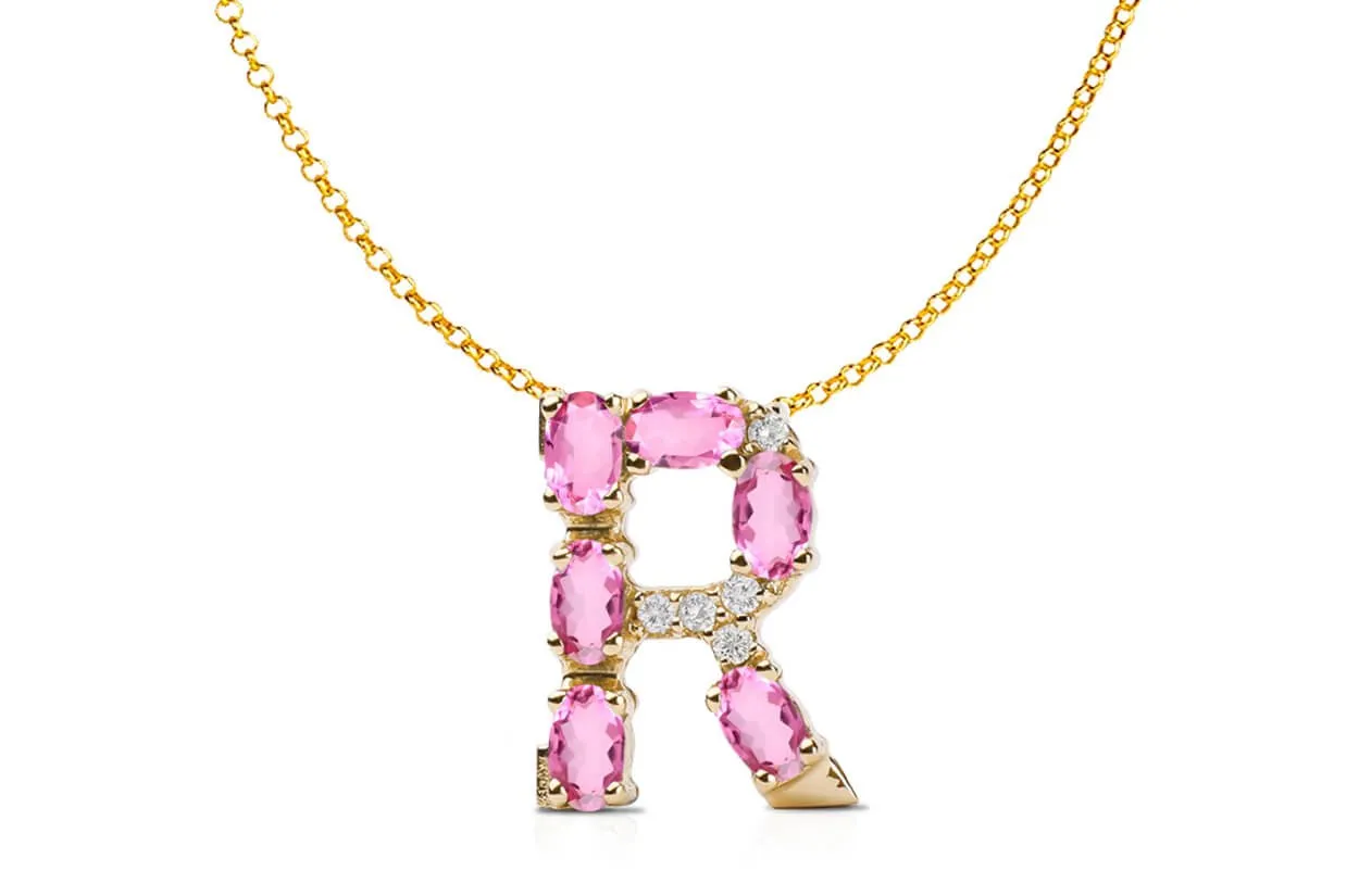 Pendant Letter R Initial 18kt Gold