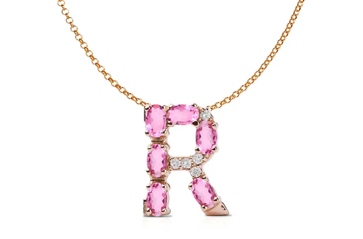 Pendant Letter R Initial 18kt Gold