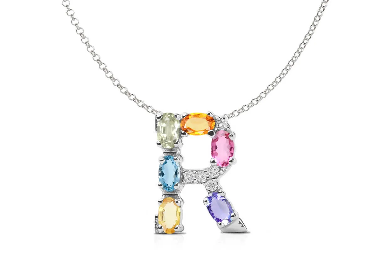 Pendant Letter R Initial 18kt Gold
