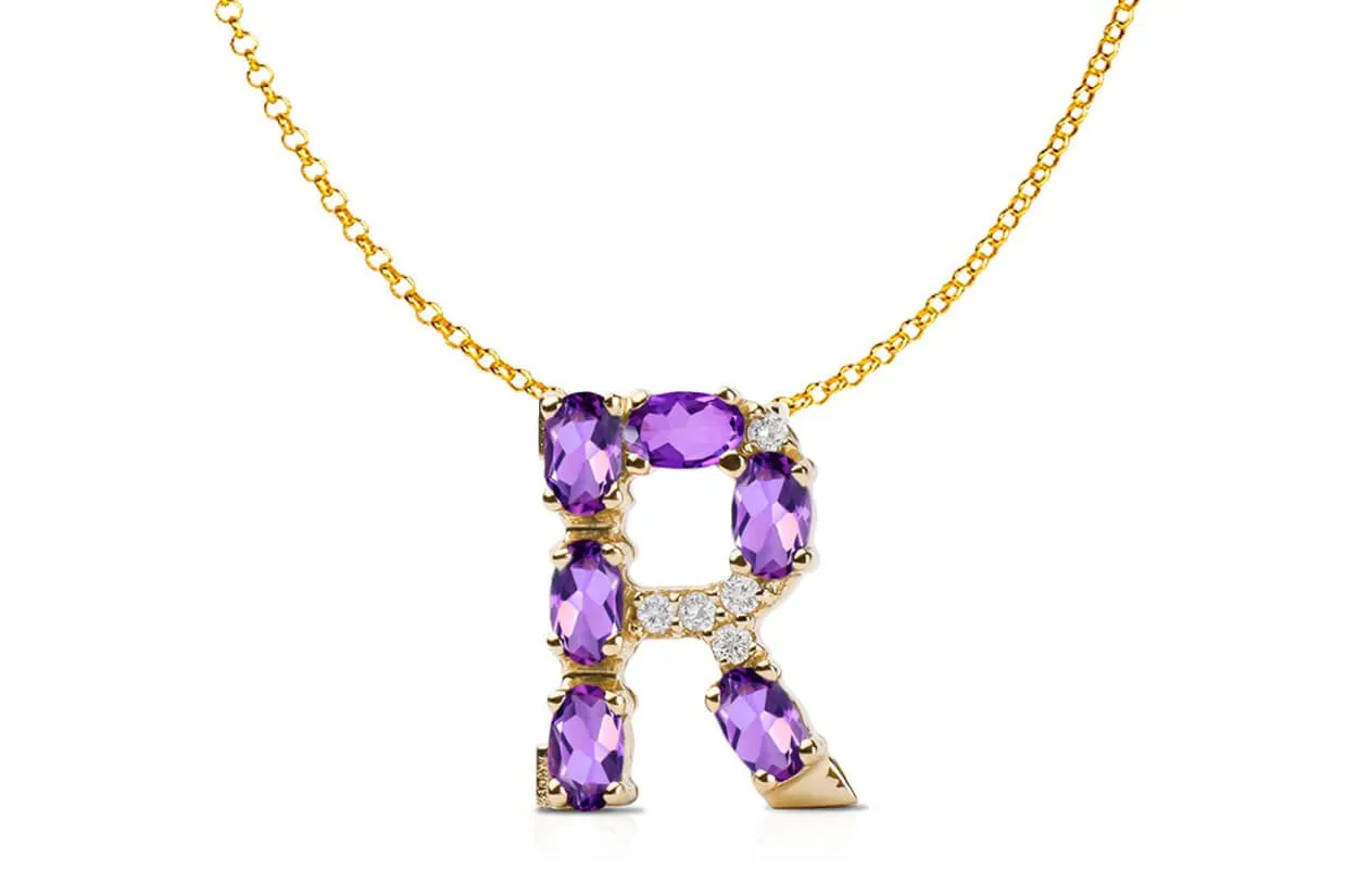 Pendant Letter R Initial 18kt Gold