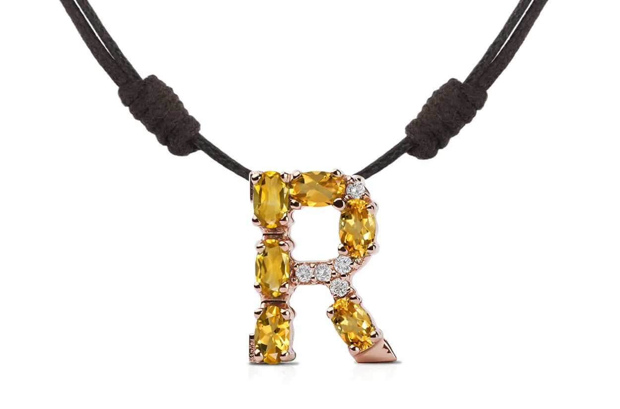 Pendant Letter R Initial 18kt Gold