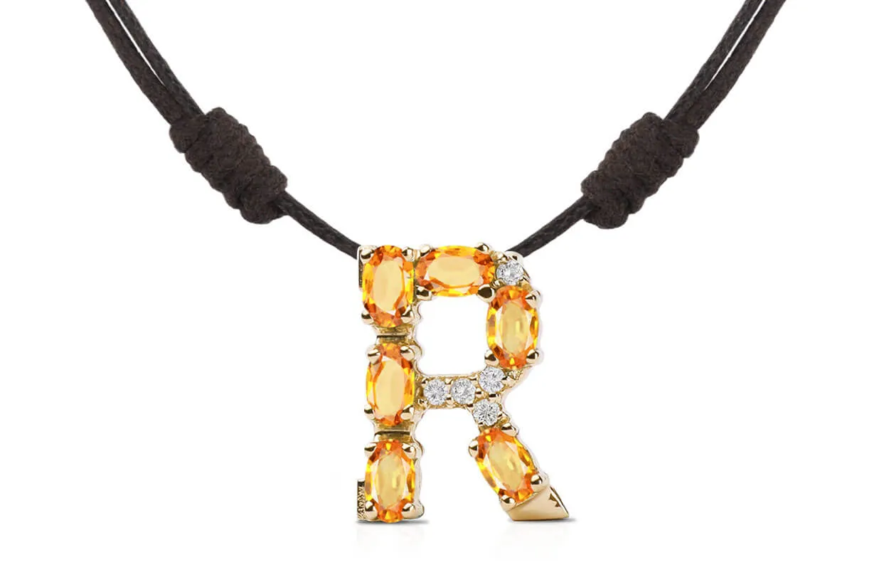 Pendant Letter R Initial 18kt Gold