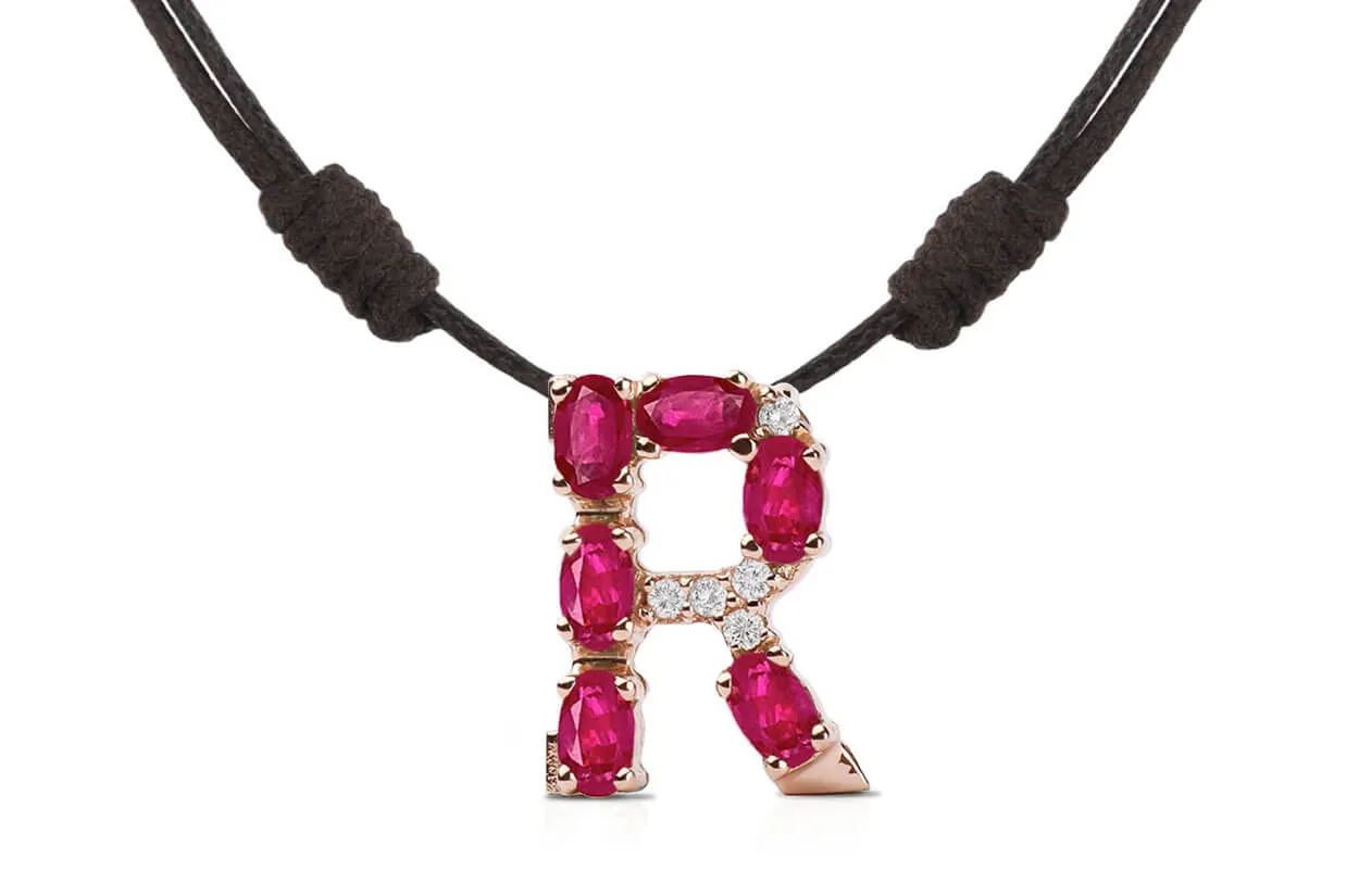 Pendant Letter R Initial 18kt Gold
