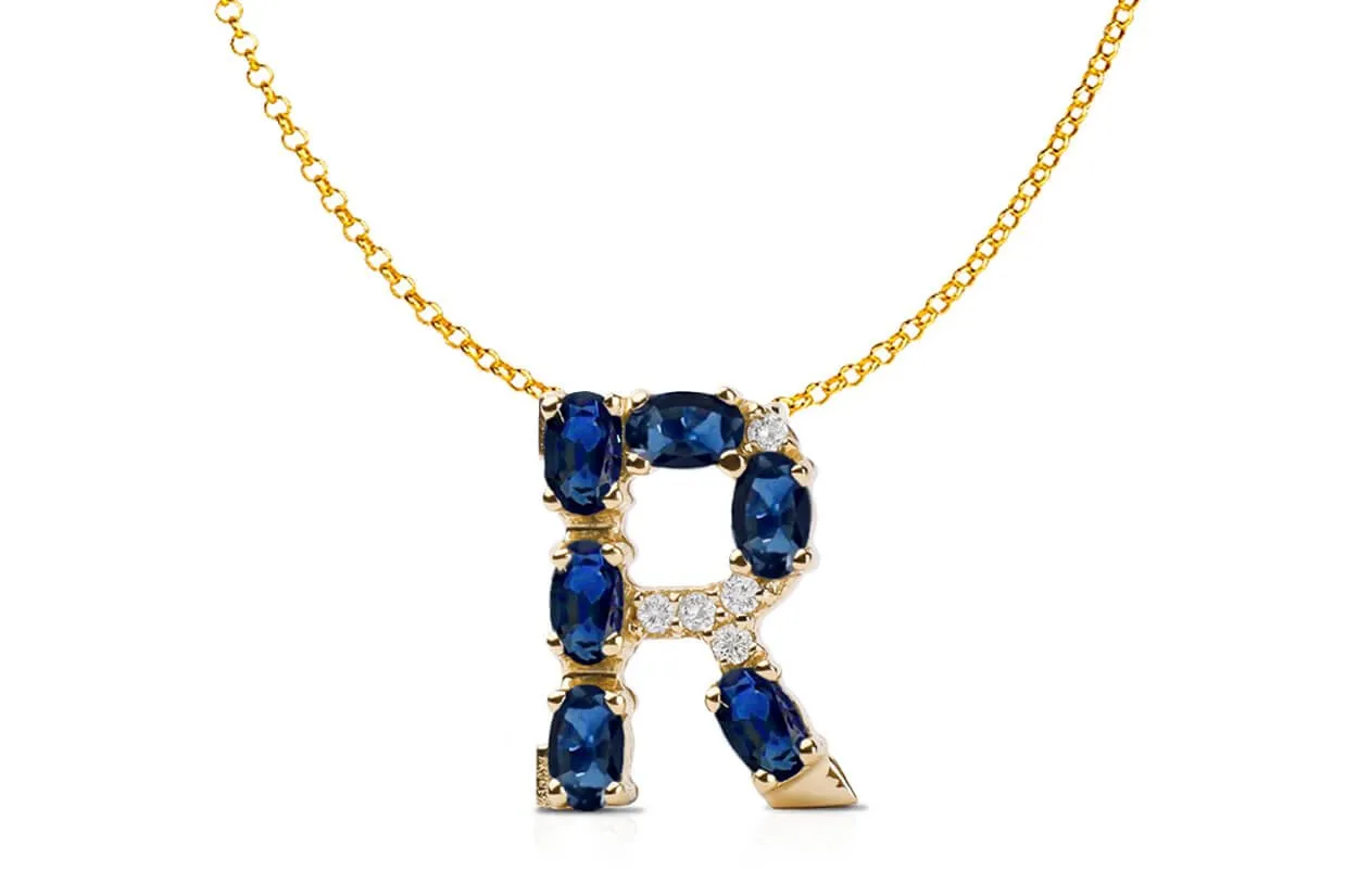 Pendant Letter R Initial 18kt Gold