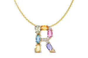 Pendant Letter R Initial 18kt Gold