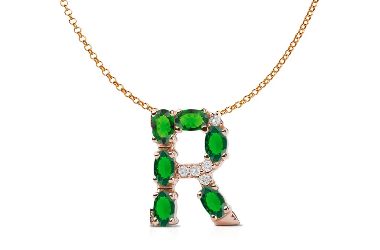 Pendant Letter R Initial 18kt Gold