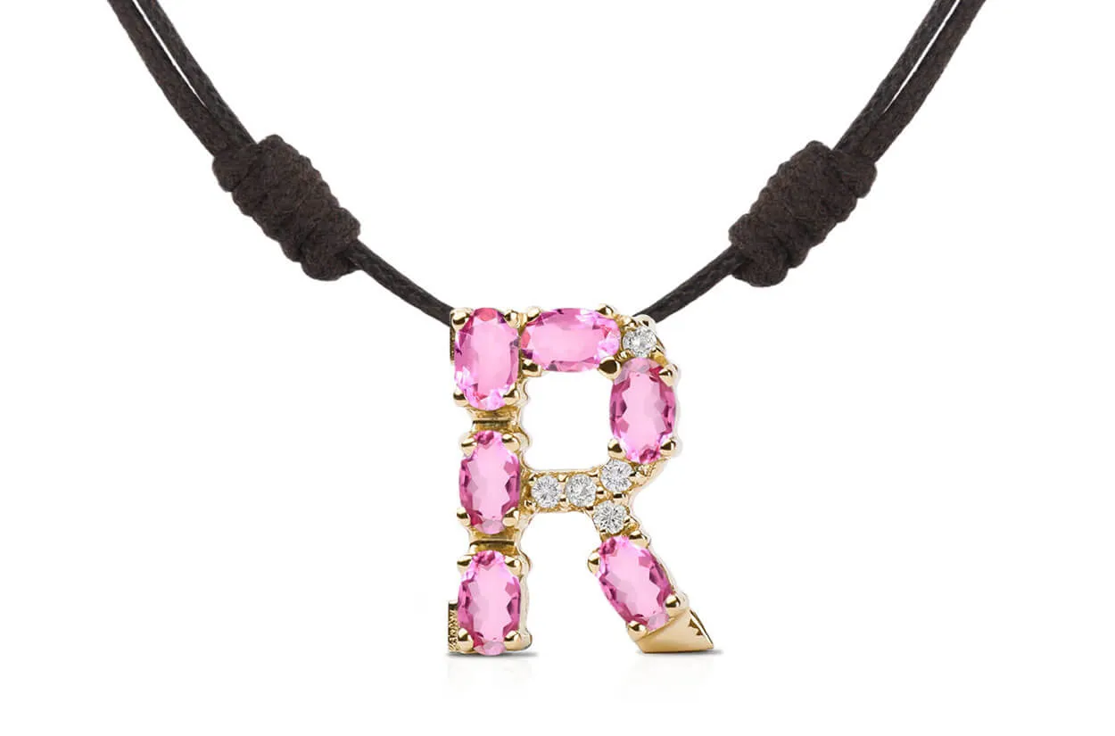 Pendant Letter R Initial 18kt Gold