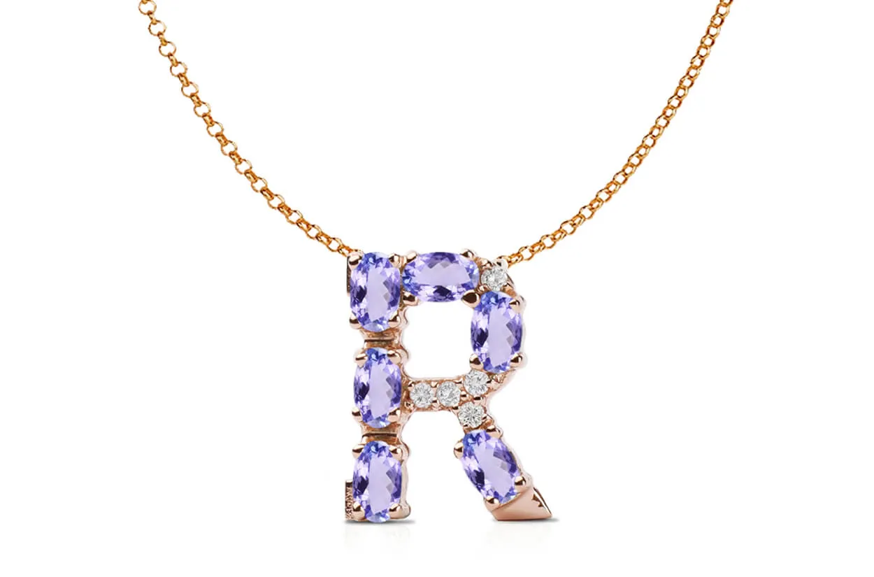 Pendant Letter R Initial 18kt Gold