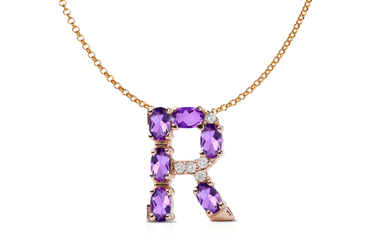 Pendant Letter R Initial 18kt Gold
