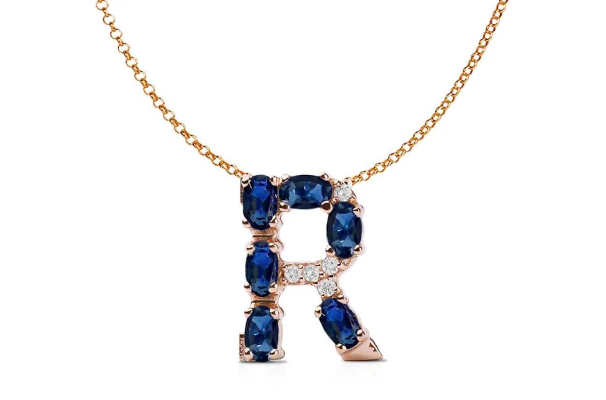 Pendant Letter R Initial 18kt Gold
