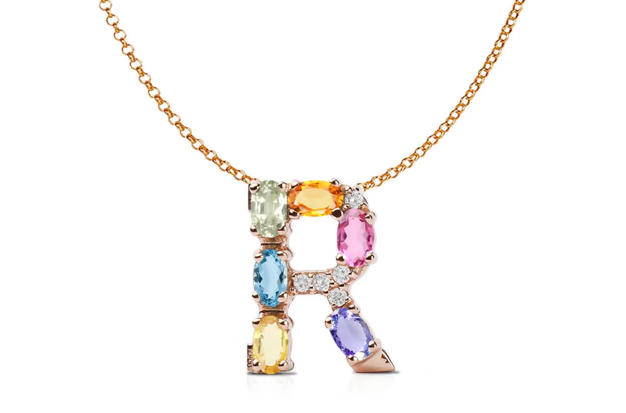 Pendant Letter R Initial 18kt Gold