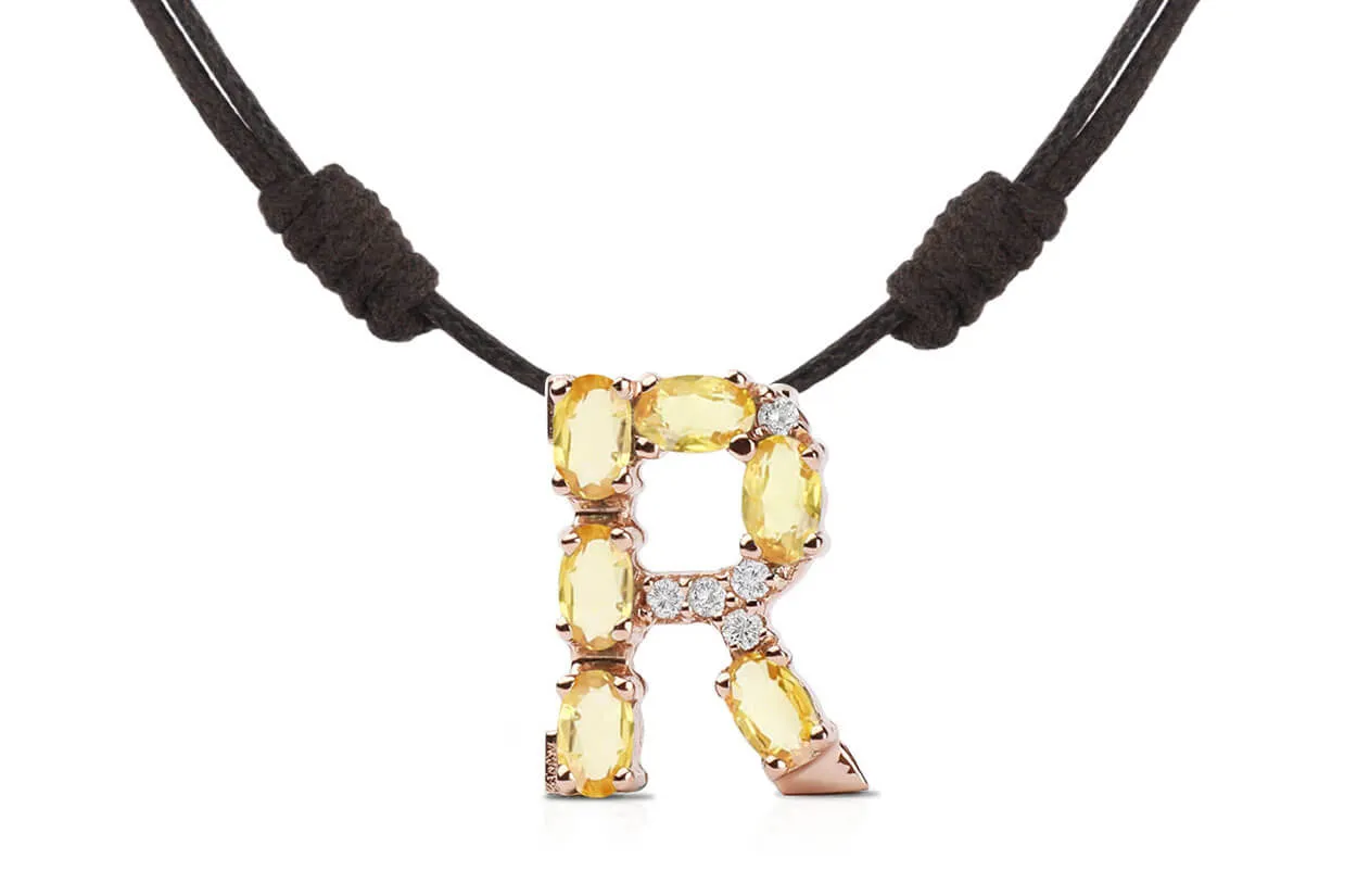 Pendant Letter R Initial 18kt Gold