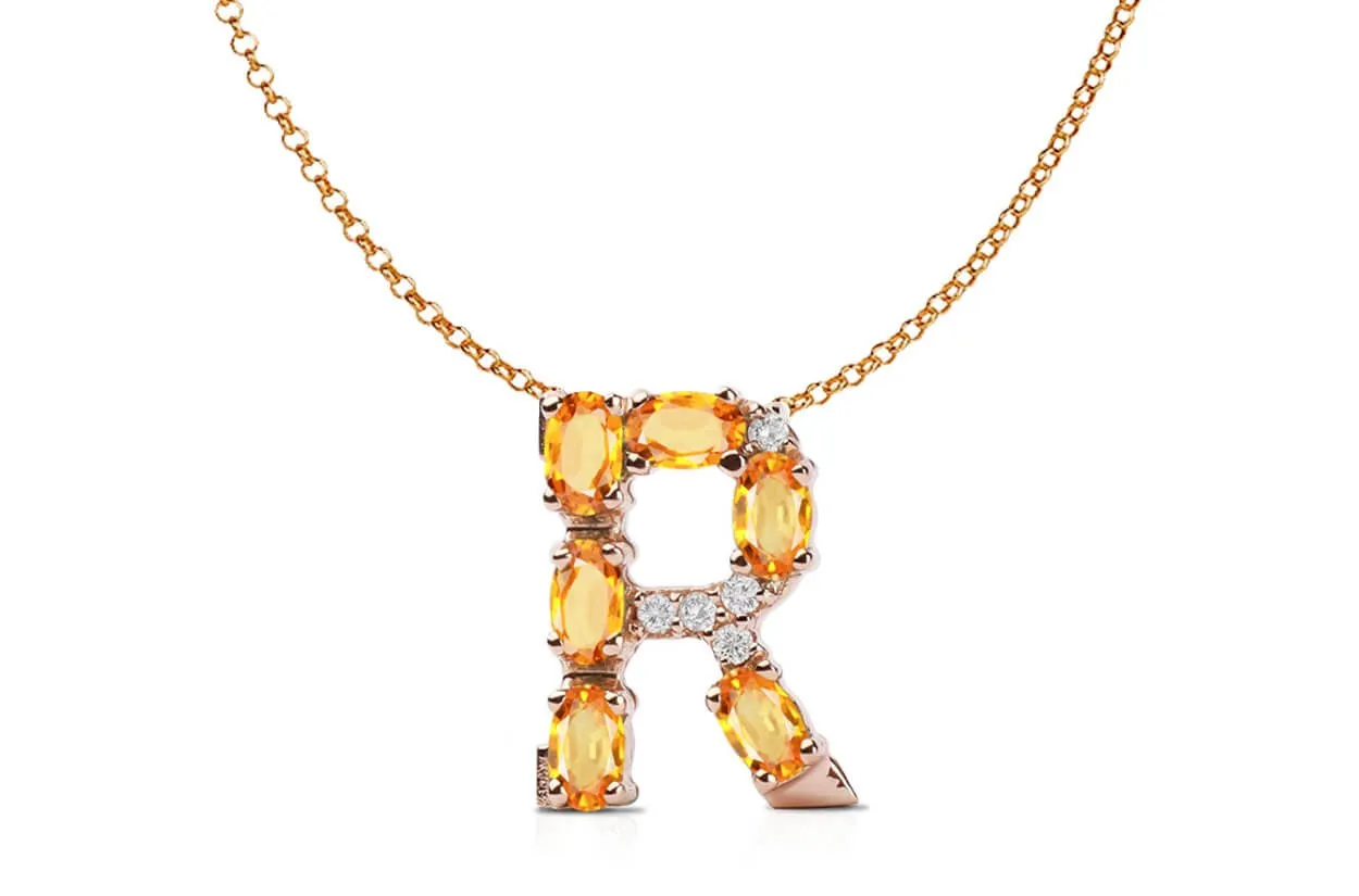 Pendant Letter R Initial 18kt Gold