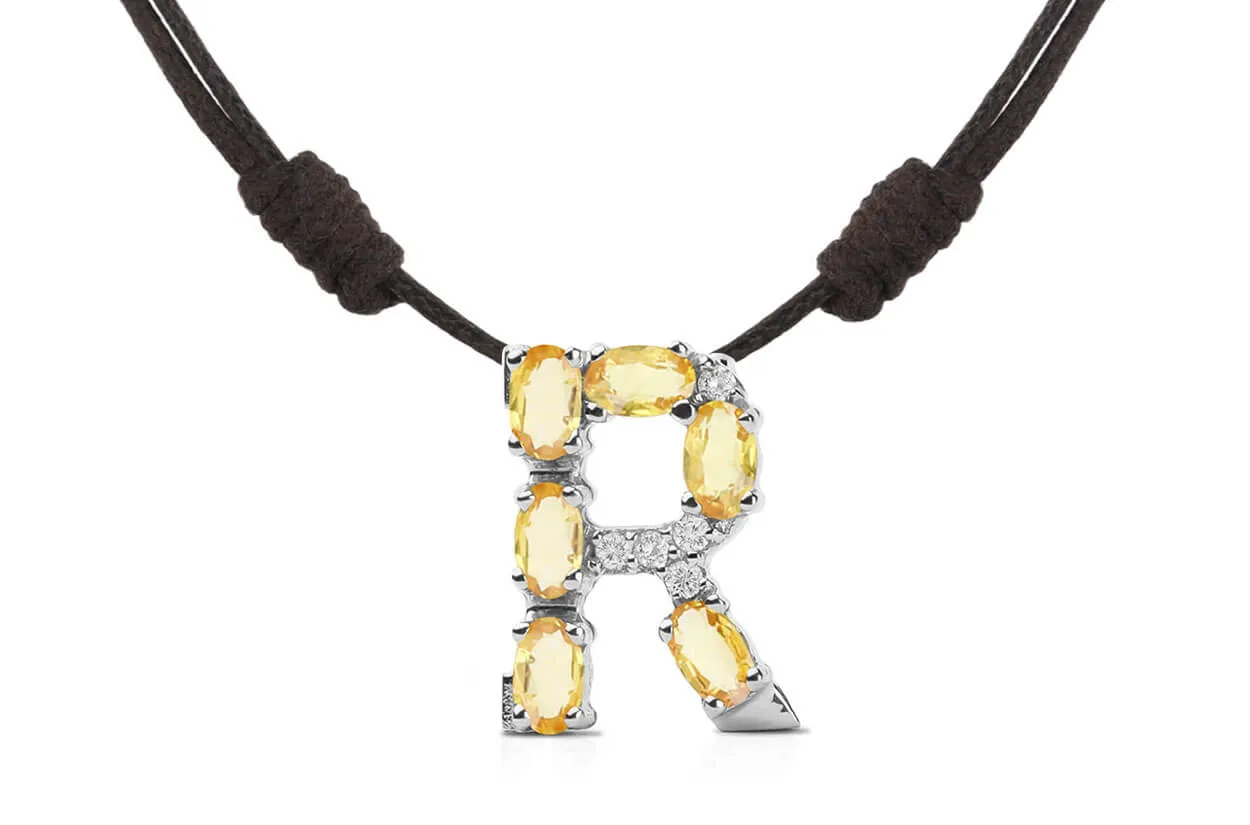 Pendant Letter R Initial 18kt Gold