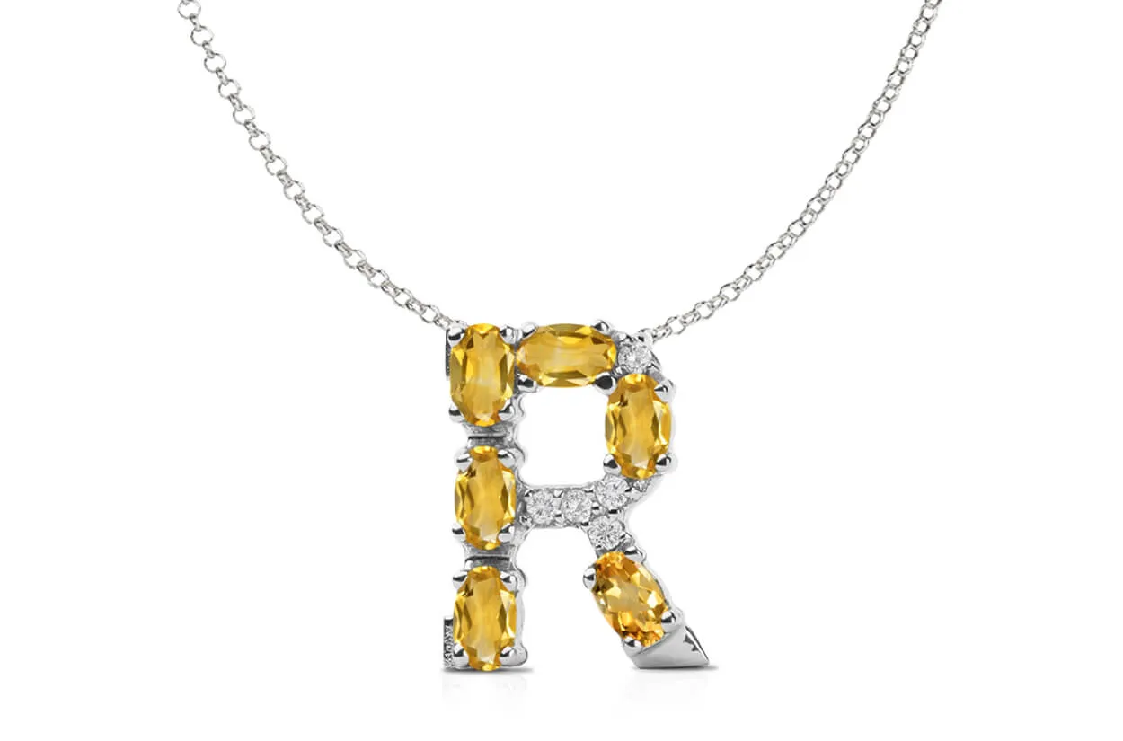 Pendant Letter R Initial 18kt Gold