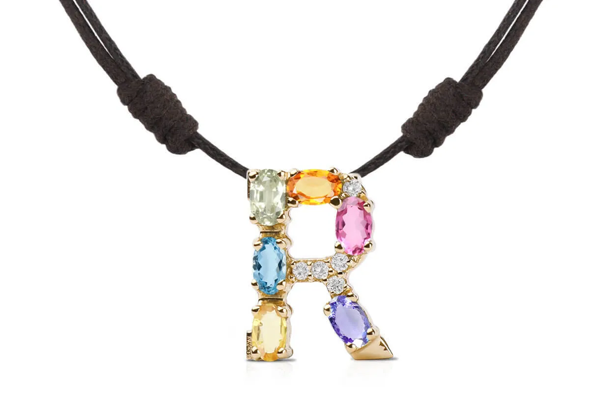 Pendant Letter R Initial 18kt Gold