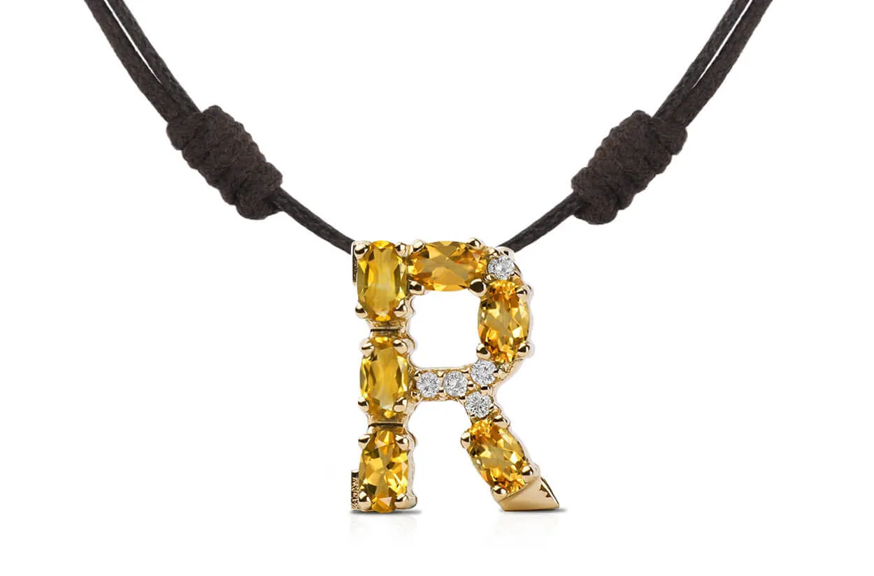 Pendant Letter R Initial 18kt Gold