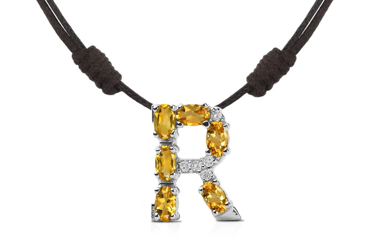 Pendant Letter R Initial 18kt Gold