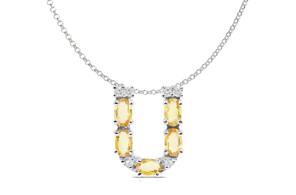 Pendant Letter U Initial 18kt Gold