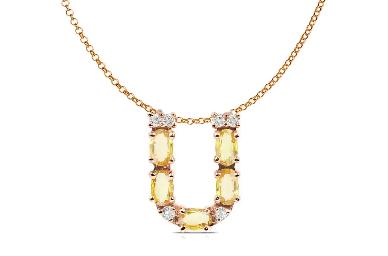 Pendant Letter U Initial 18kt Gold