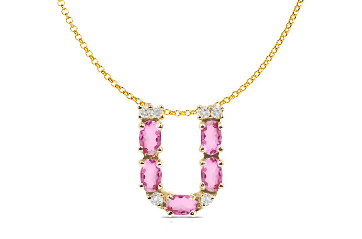 Pendant Letter U Initial 18kt Gold