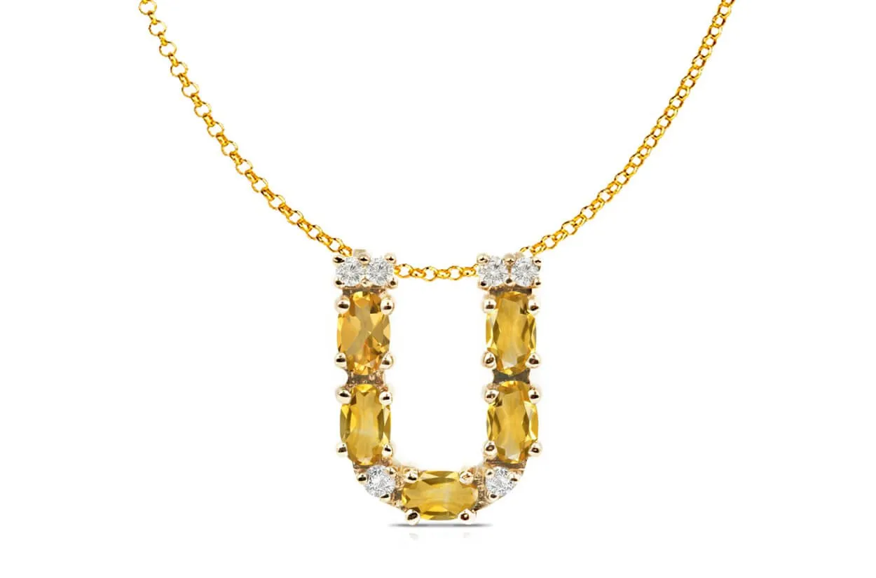Pendant Letter U Initial 18kt Gold