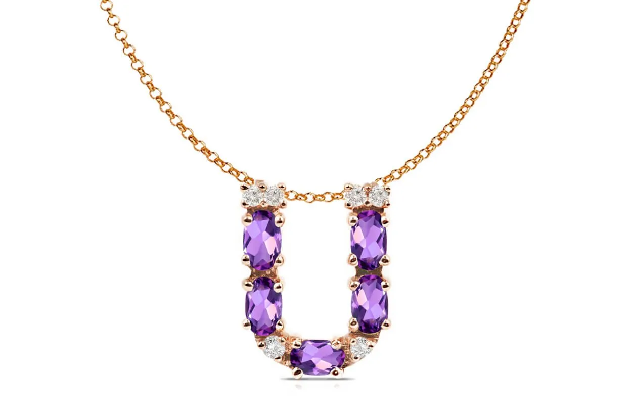 Pendant Letter U Initial 18kt Gold