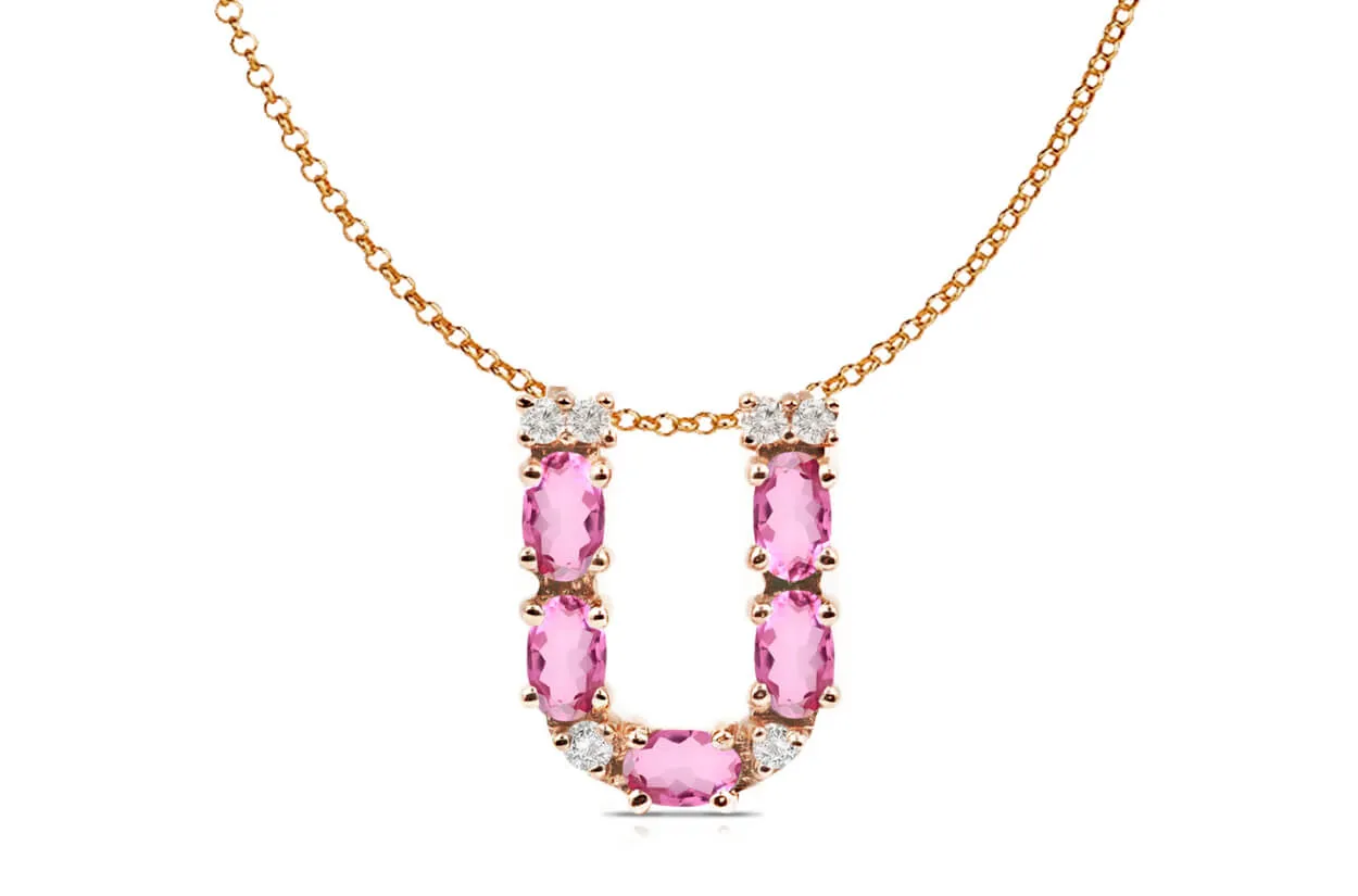 Pendant Letter U Initial 18kt Gold