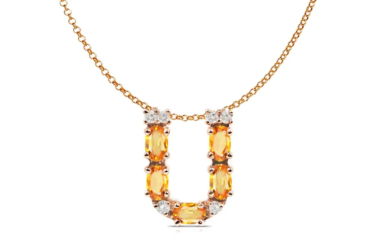 Pendant Letter U Initial 18kt Gold