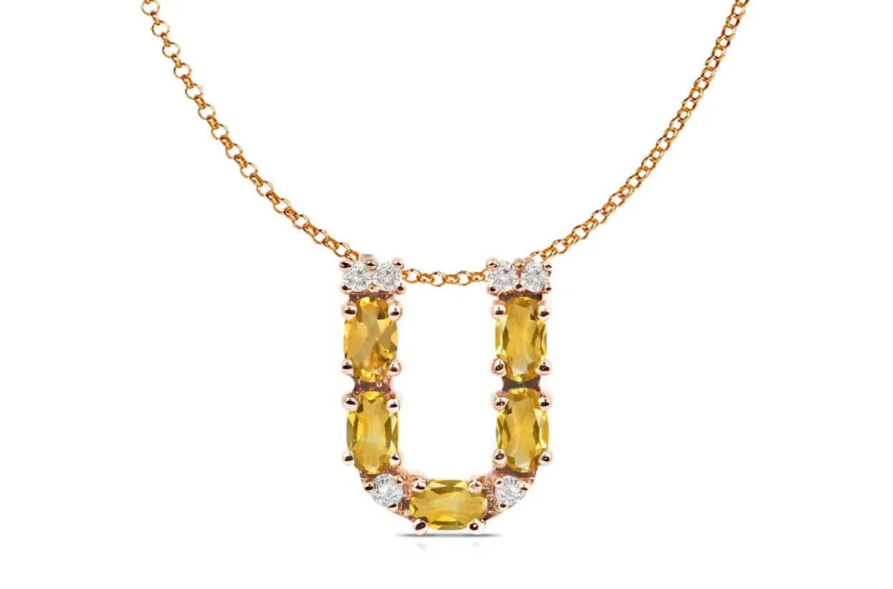 Pendant Letter U Initial 18kt Gold