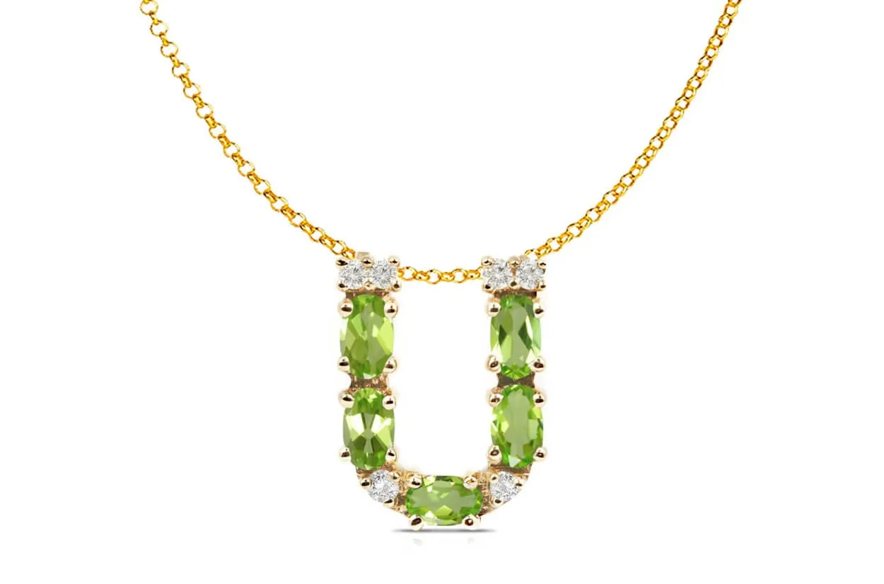 Pendant Letter U Initial 18kt Gold