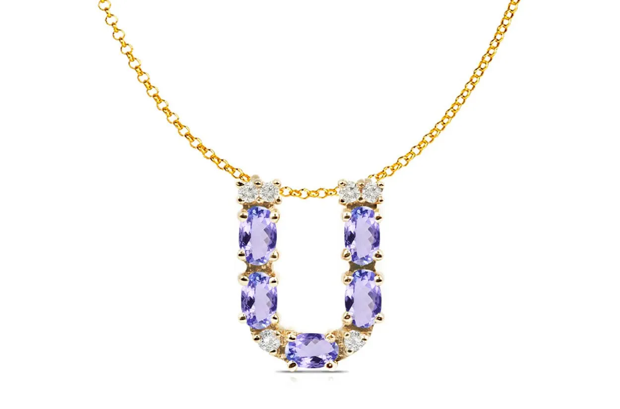 Pendant Letter U Initial 18kt Gold