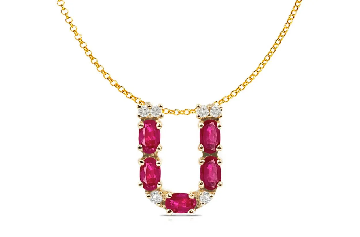 Pendant Letter U Initial 18kt Gold