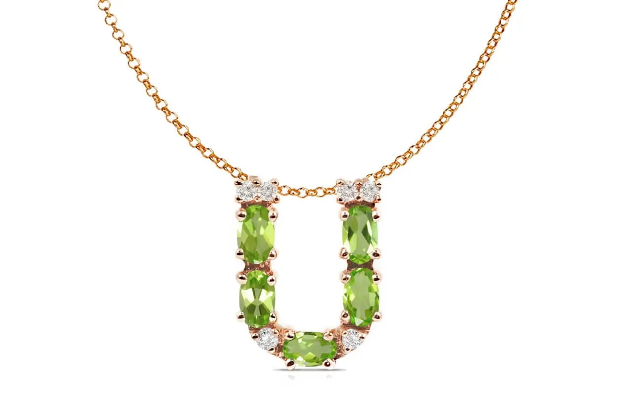 Pendant Letter U Initial 18kt Gold