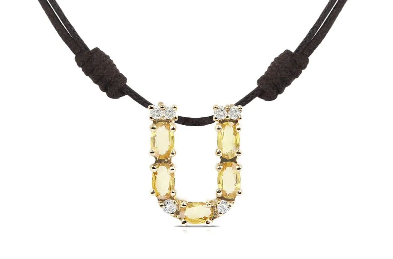Pendant Letter U Initial 18kt Gold