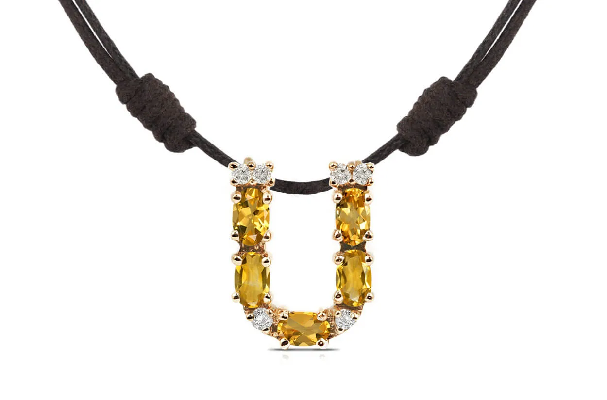 Pendant Letter U Initial 18kt Gold