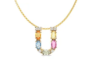 Pendant Letter U Initial 18kt Gold