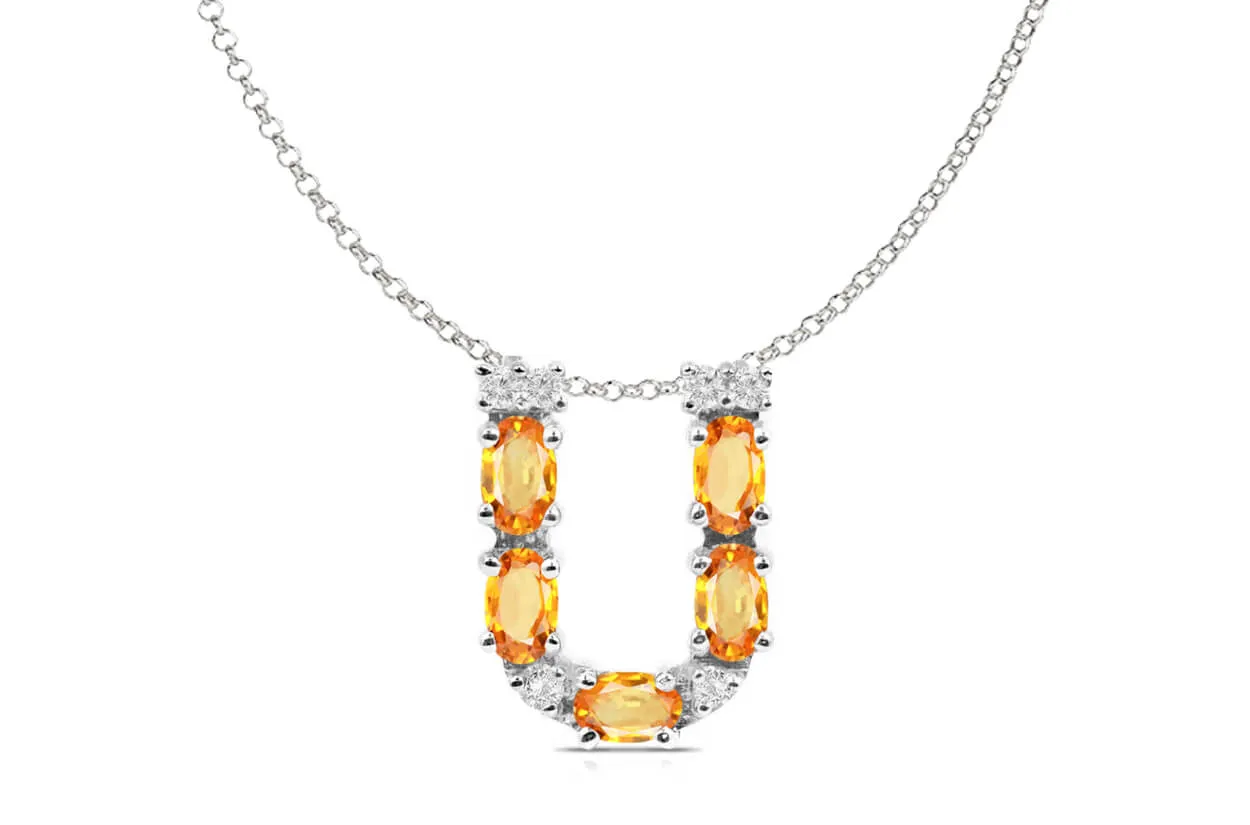 Pendant Letter U Initial 18kt Gold