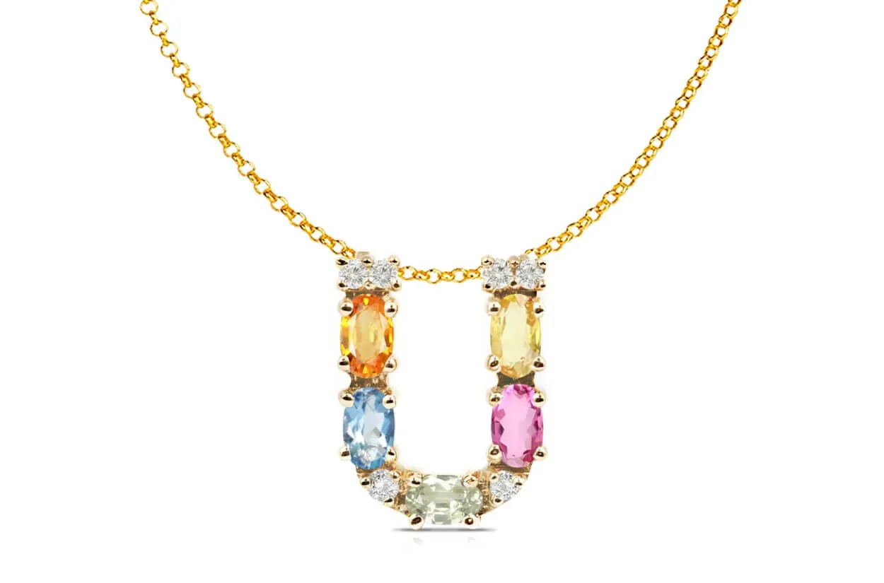 Pendant Letter U Initial 18kt Gold