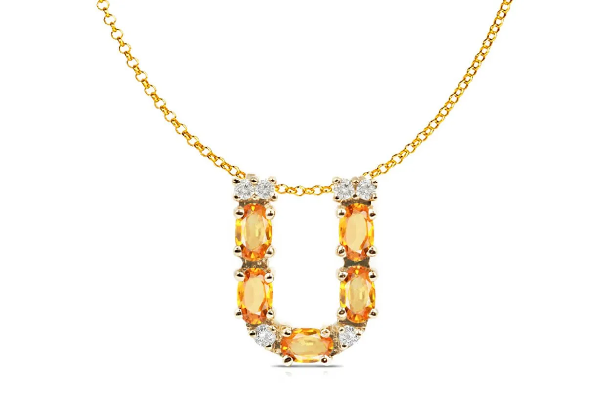 Pendant Letter U Initial 18kt Gold
