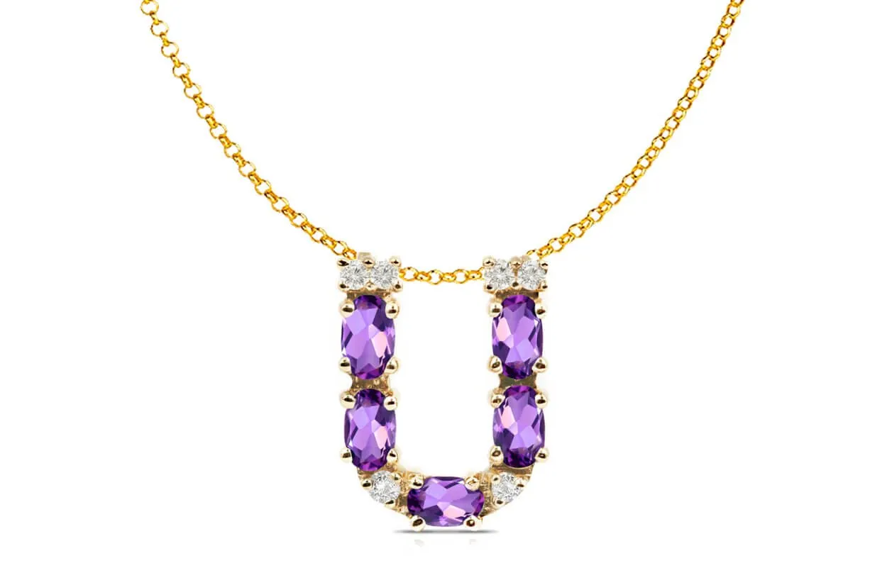 Pendant Letter U Initial 18kt Gold