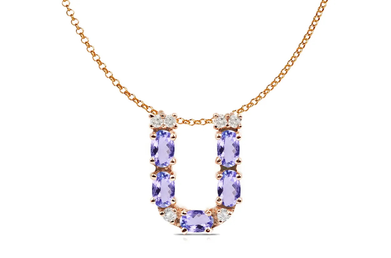 Pendant Letter U Initial 18kt Gold