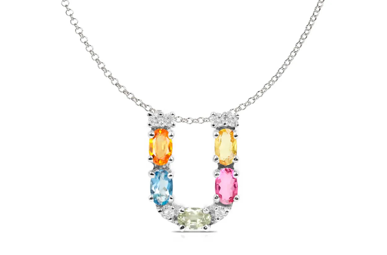 Pendant Letter U Initial 18kt Gold
