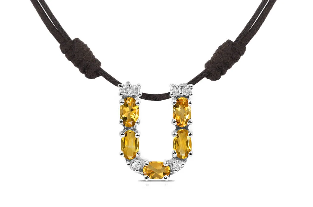 Pendant Letter U Initial 18kt Gold