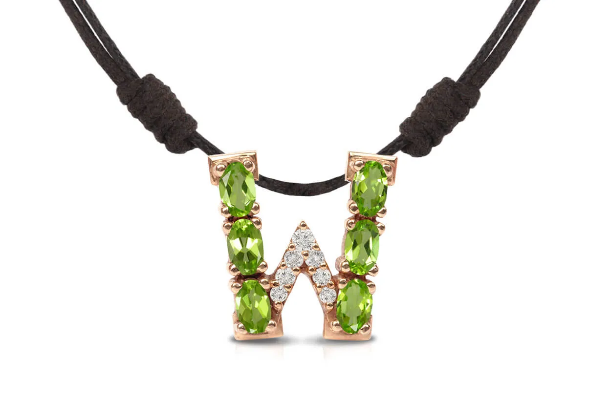 Pendant Letter W Initial 18kt Gold