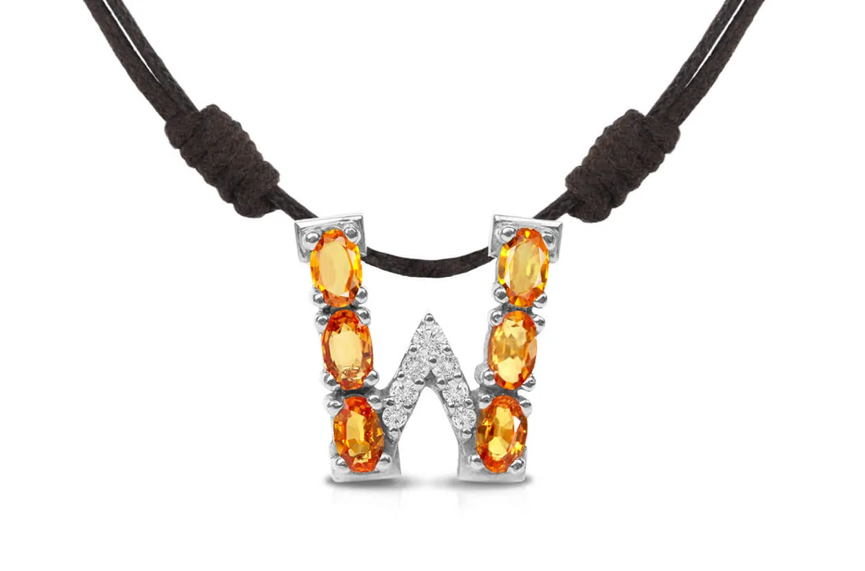 Pendant Letter W Initial 18kt Gold