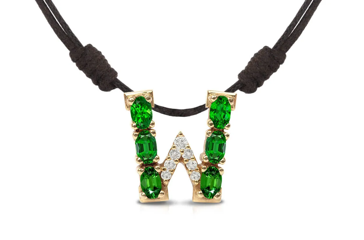 Pendant Letter W Initial 18kt Gold