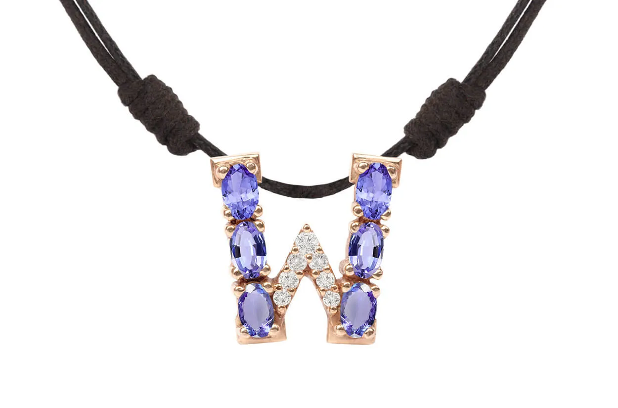 Pendant Letter W Initial 18kt Gold