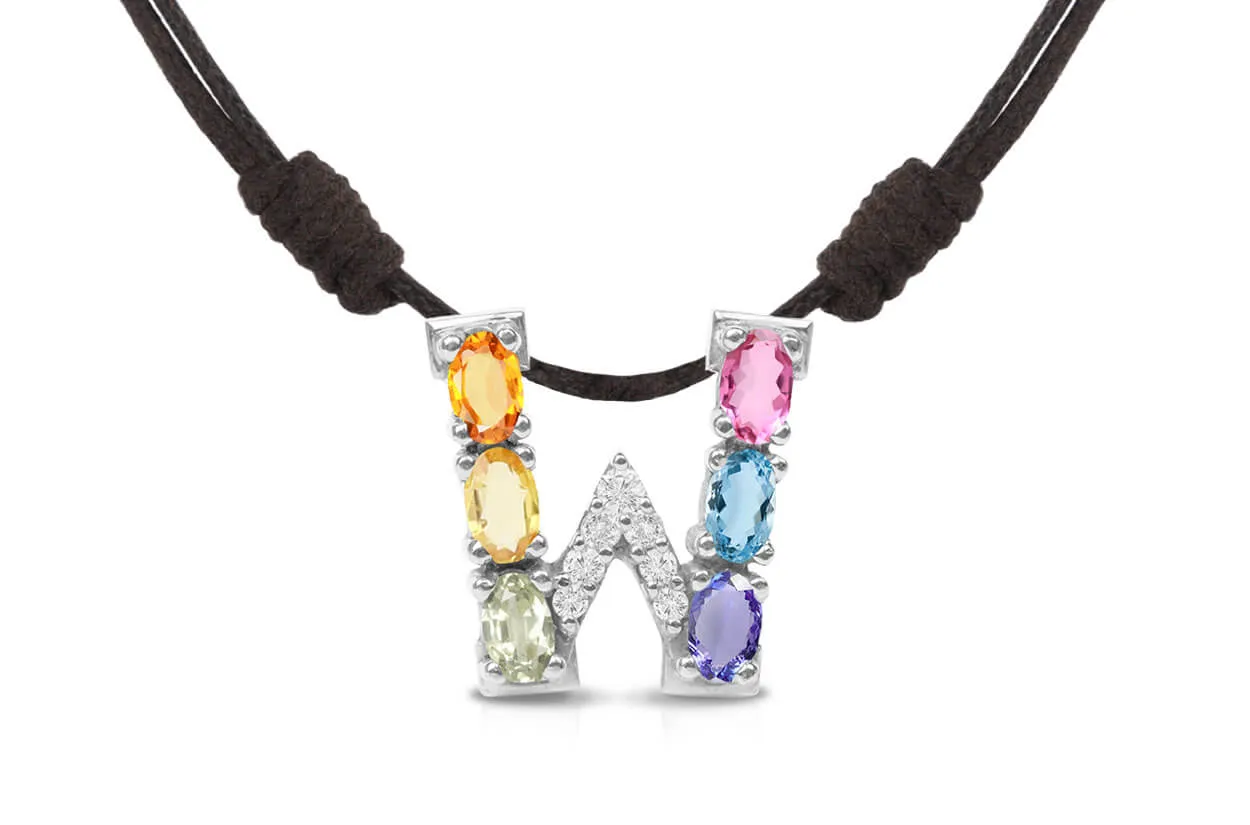 Pendant Letter W Initial 18kt Gold